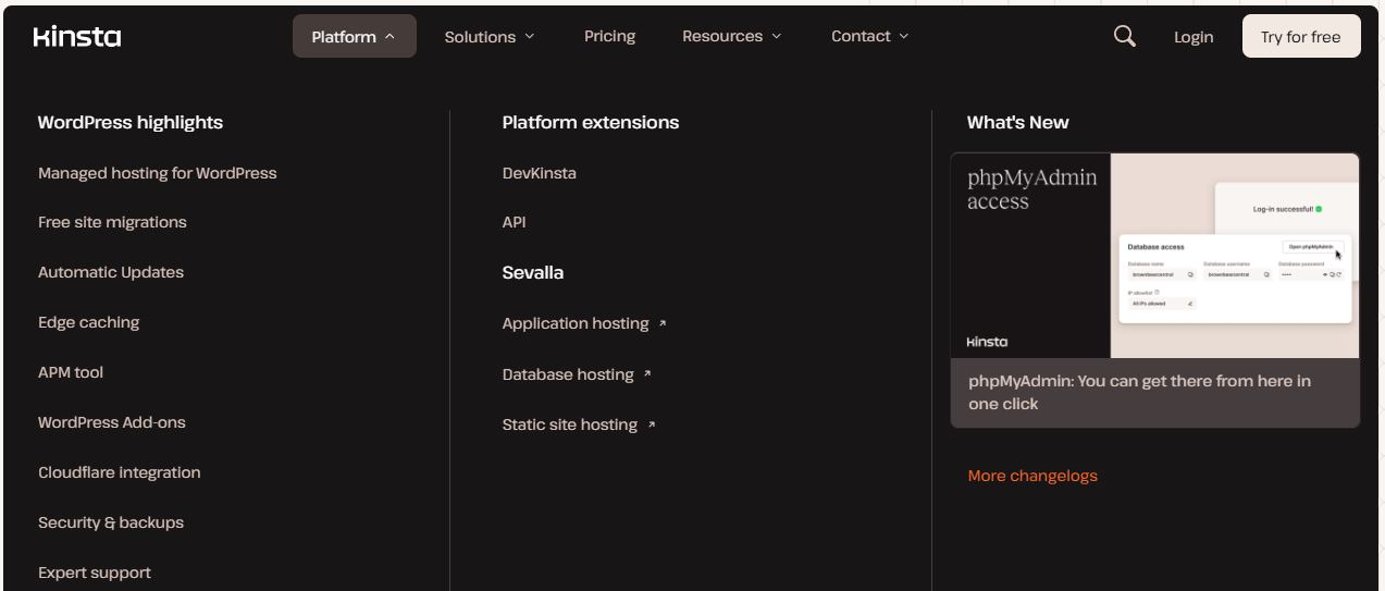 Kinsta Hosting Features