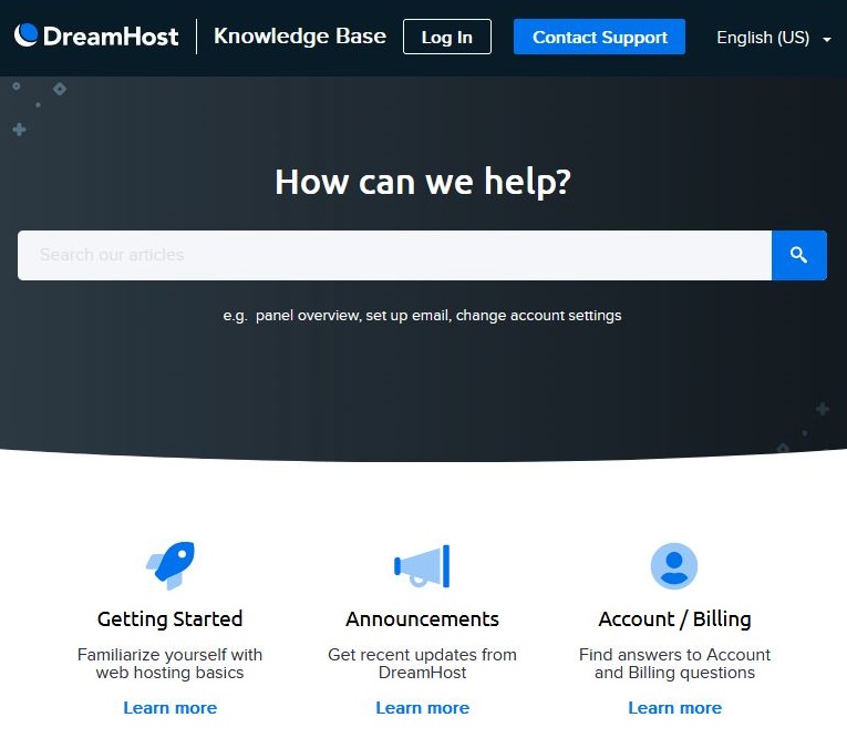 DreamHost Knowledge Based Support