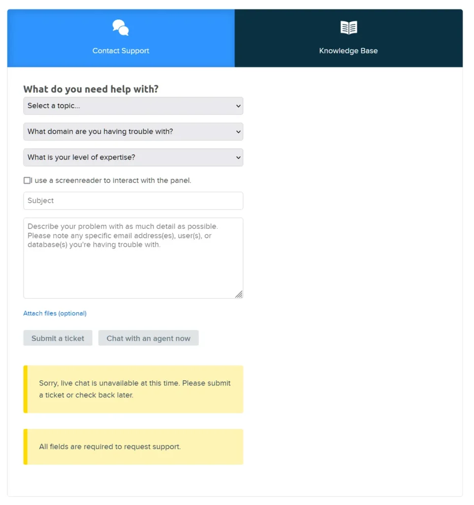dreamhost Ticket support