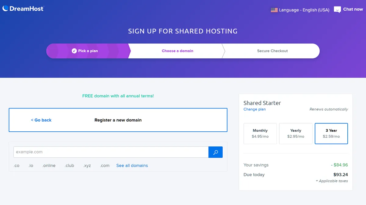 DreamHost Sign Up Review