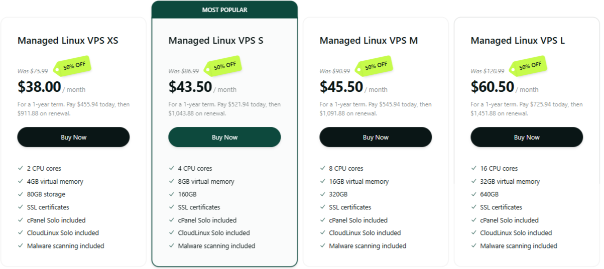 Managed Linux VPS Hosting Plan