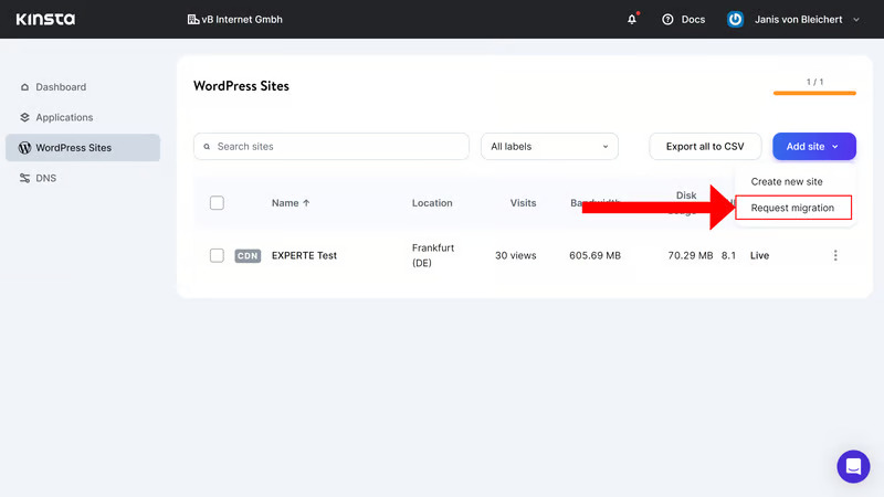 Kinsta Migration Process