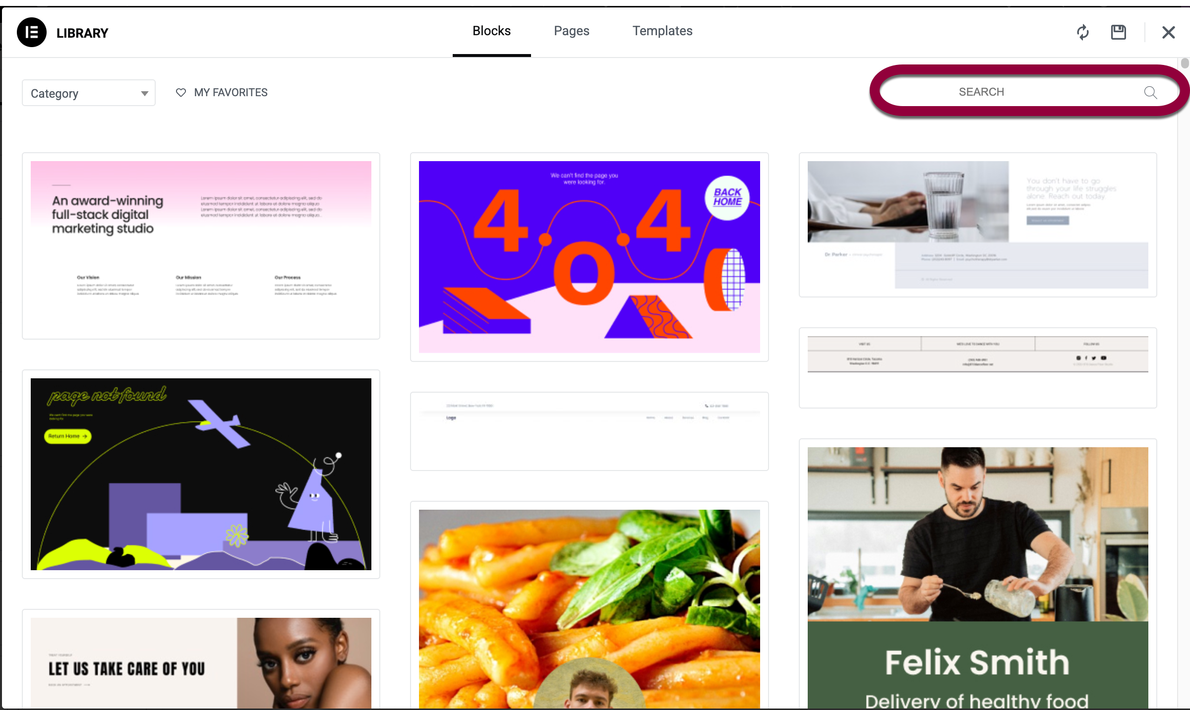 Elementor Templates Library